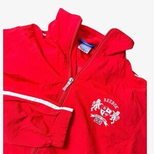 Reebok Classic Red Full Zip Classic Windbreaker With Crest And Hood Mens Small